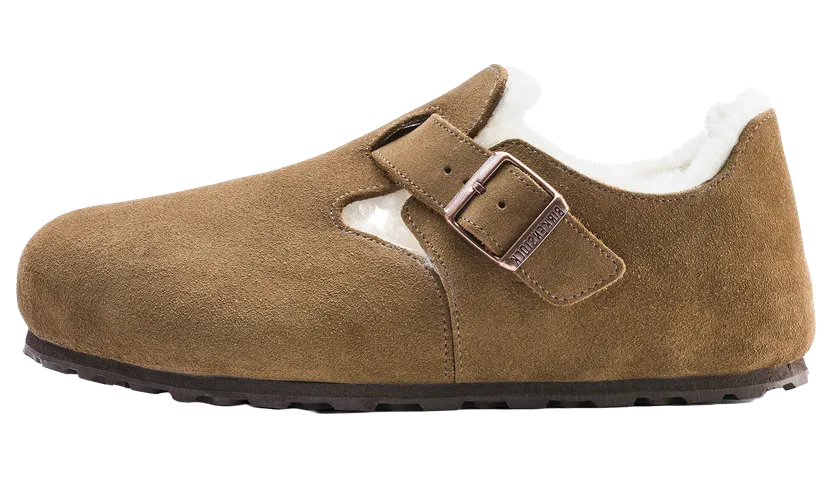 Birkenstock London Shearling Suede Leather “Dark Tea – Narrow Width” (1014963)