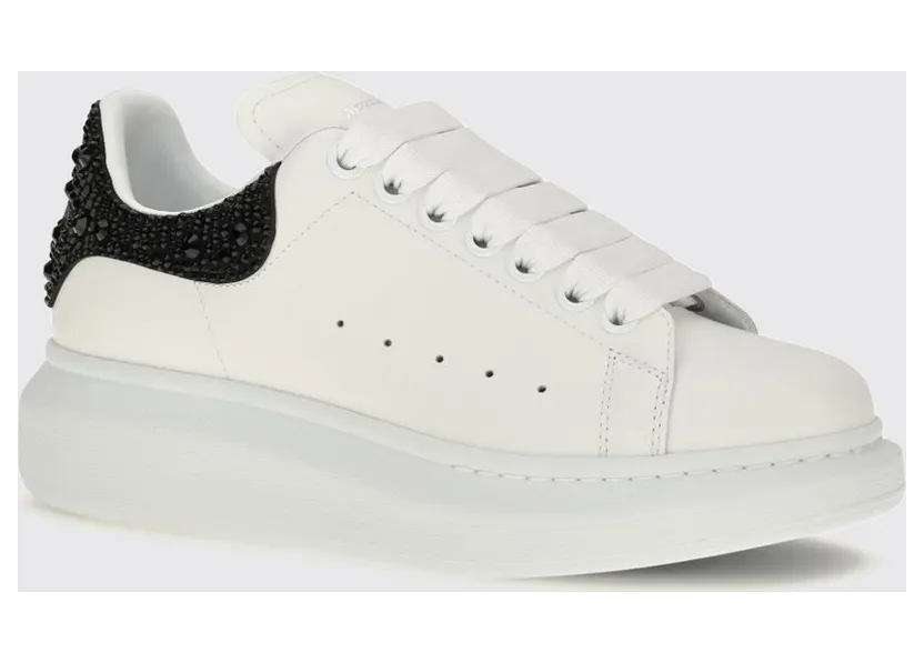 Mcqueen Oversize Crystal-Embroidered Leather Sneakers with Chunky Sole Earth (666407WIAK29581)