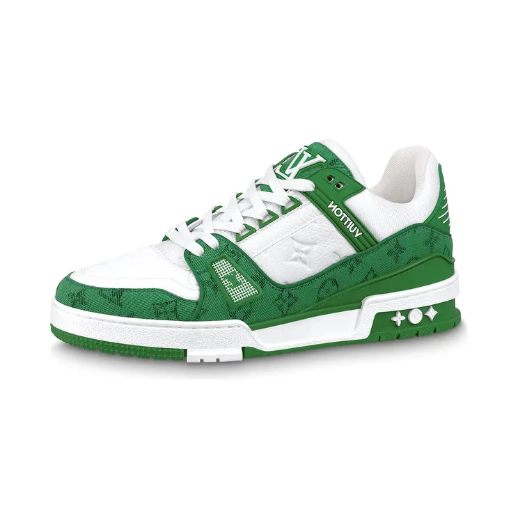 Louis Vuitton LV Trainer Green Monogram Denim White (1A9JHV)