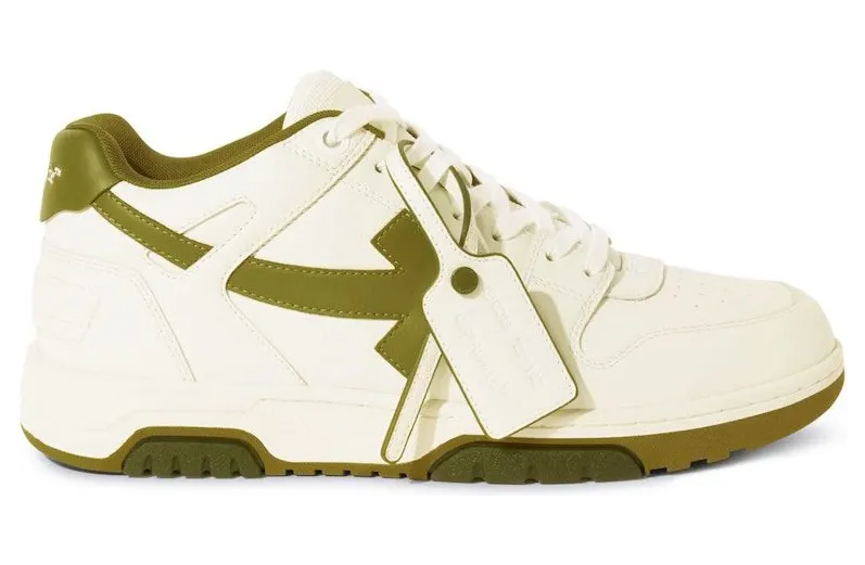OFF-WHITE Out Of Office “OOO” Low Tops White Olive Green (OMIA189S25LEA0010154)