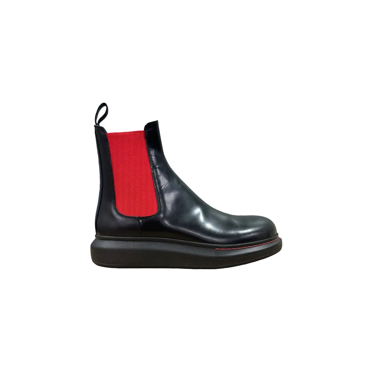 Alexander McQueen Hybrid Chelsea Boot Black Red (586198WHX521066)