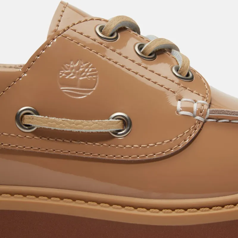 Timberland Stone Street Platform Boat Shoe Beige Patent Leather (TB0A2GVF-AKJ)
