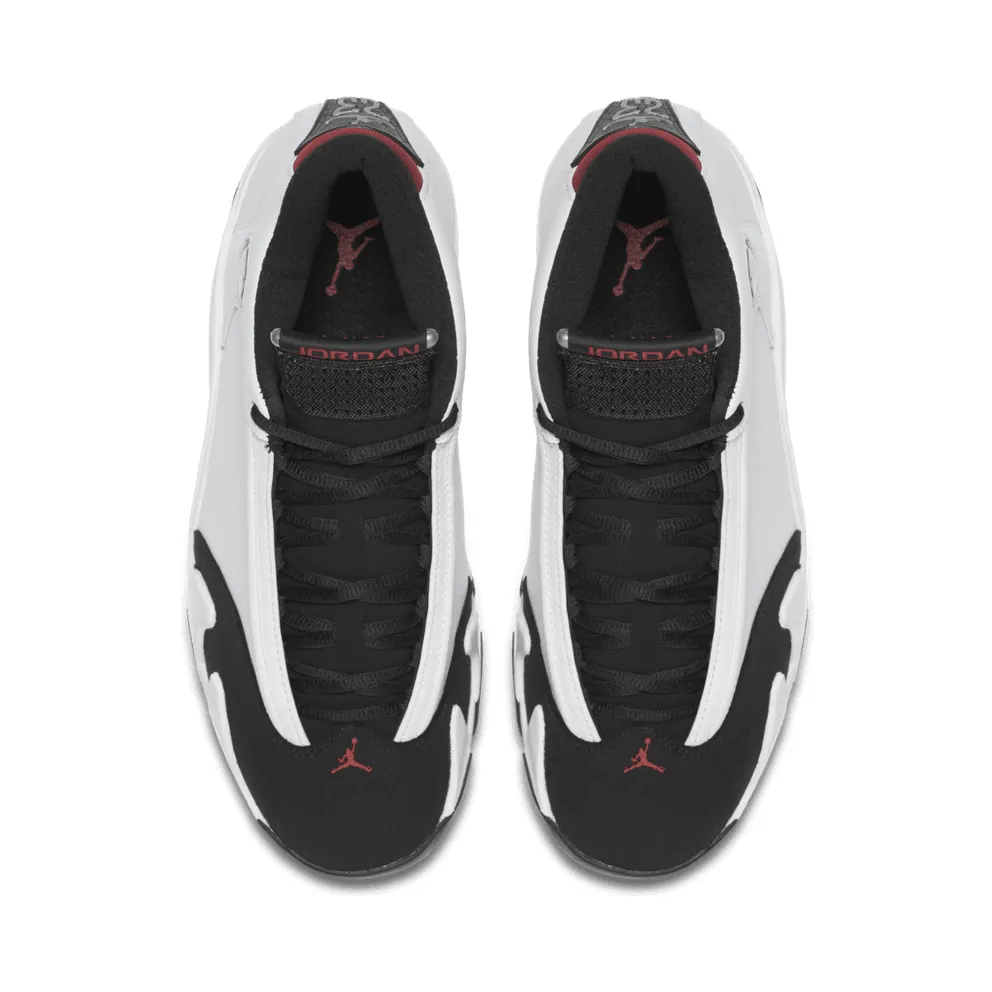 Jordan 14 Retro Black Toe (2014) White/Black-Varsity Red-Metallic Silver (487471-102)