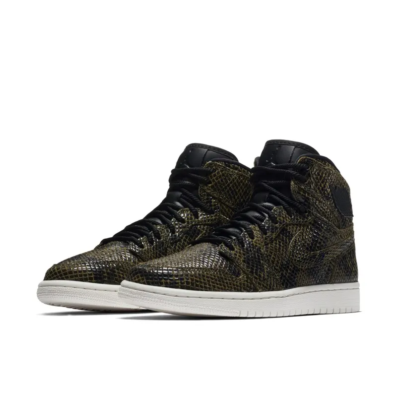 Jordan 1 Retro High Snakeskin (W) Olive Canvas/Phantom-Black (AH7389-302)