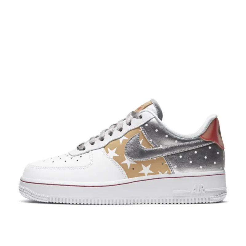 Nike Air Force 1 Stars – “White / Metallic Gold / University Red / Metallic Silver” (CT3437-100)
