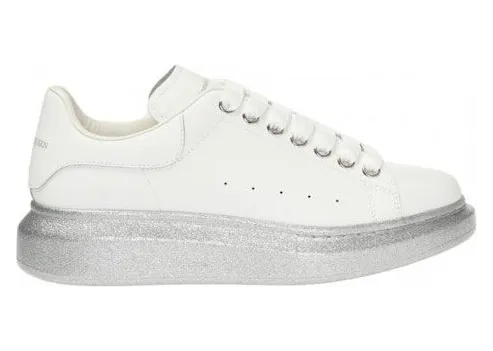 Alexander McQueen Oversized White Silver Glitter Sole (553770WHWKV9071)