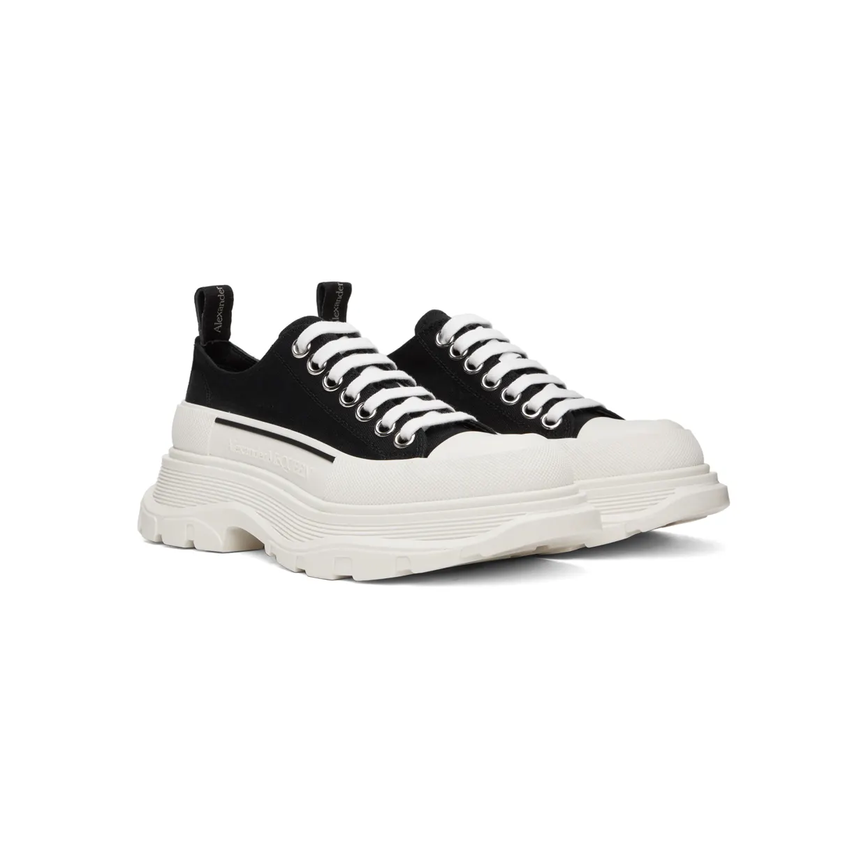 Alexander McQueen Black & White Tread Slick Sneakers (697072W4MV2) (4)