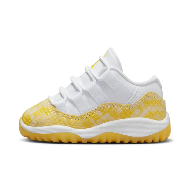 Air Jordan 11 Low TD Yellow Snakeskin “White / Tour Yellow / Sail” (645107-107)