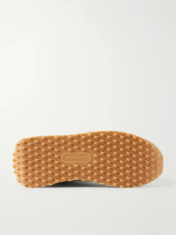 Golden Goose Marathon Metallic Leather-Trimmed Suede Sneakers Tan (GMF01071.F008445) (3)