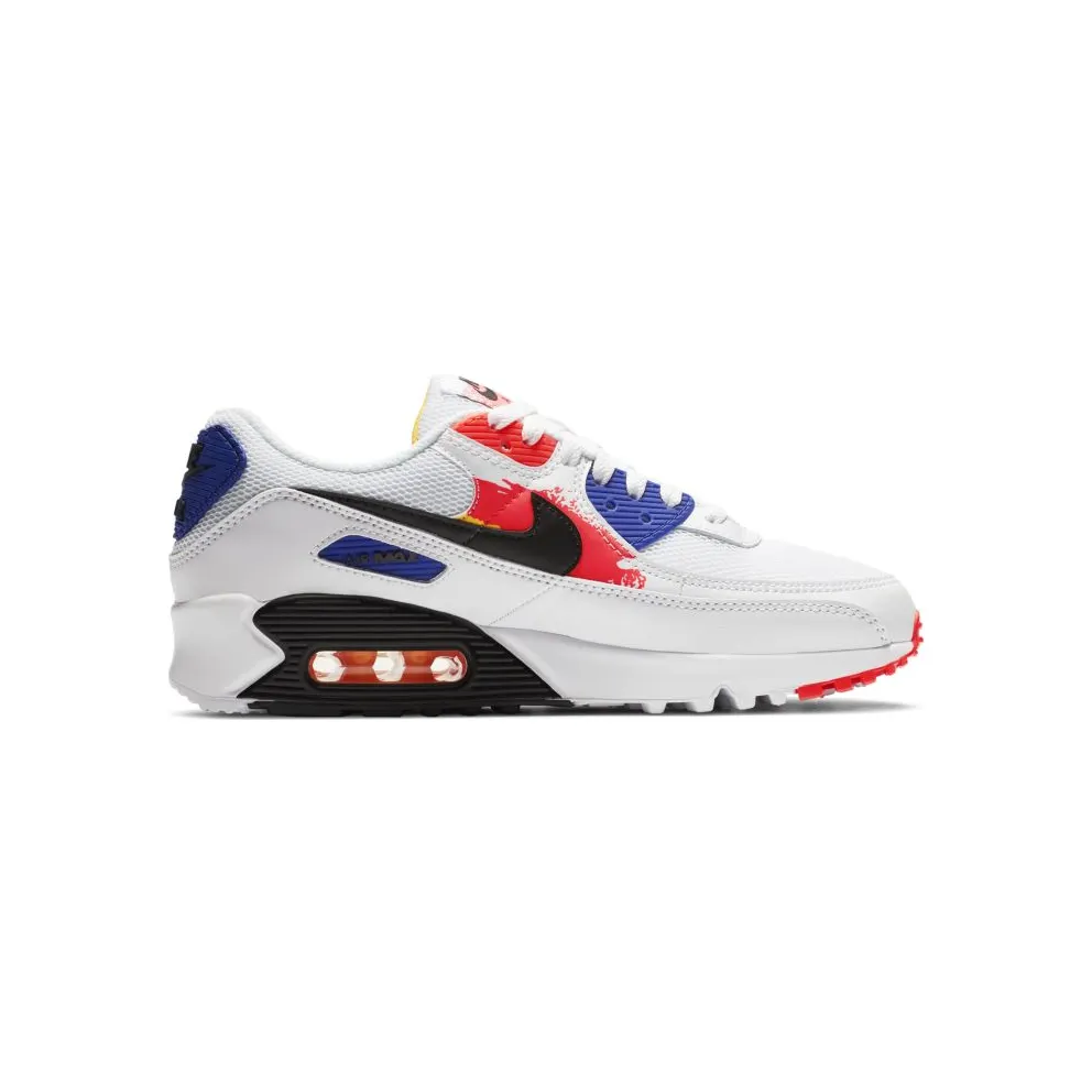 Nike Air Max 90 Brushstroke Pack (W) White/Black-Hyper Royal-Bright Crimson (CZ7937-100)