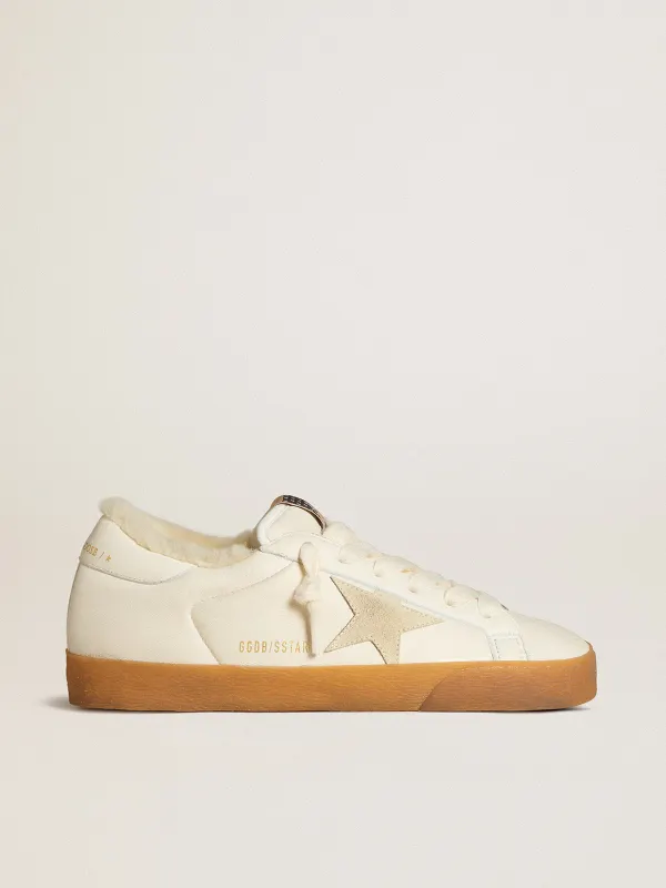Golden Goose Super-Star In White Nappa With Suede Star And Shearling Lining (GWF00828.F006572.10100)
