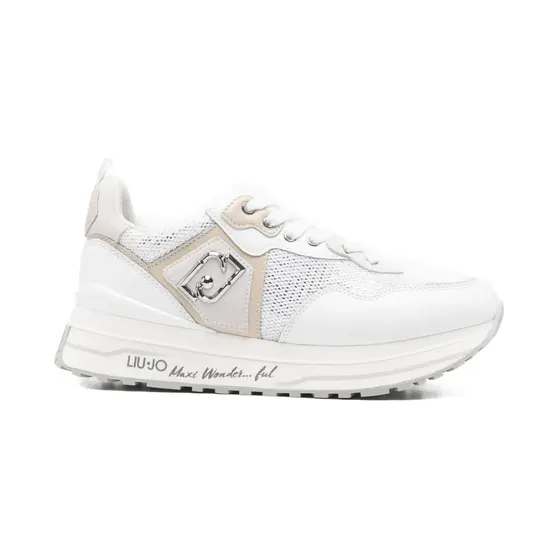 Liu JO met plateauzool mesh en pailletten “White” (BA6009PX077)