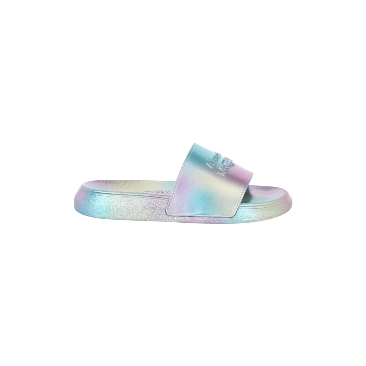 Alexander McQueen Iridescent Logo Slides Silver (697096-W4RF1-8306)