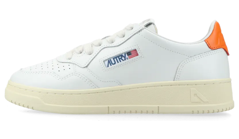 Autry Medalist Leather Low White Parsimmon Orange