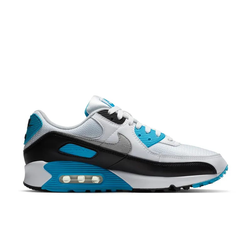 Nike Air Max 90 Laser Blue (2020) White/Black-Grey Fog-Laser Blue (CJ6779-100)