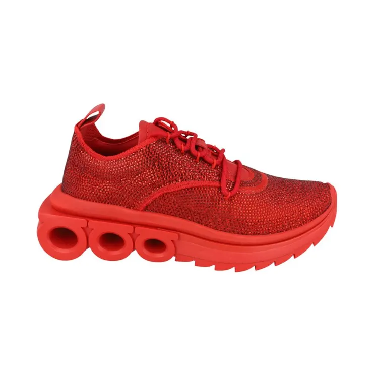Ferragamo Nima Strass Crystal Embellished Sneakers Red (030454-765510-M)