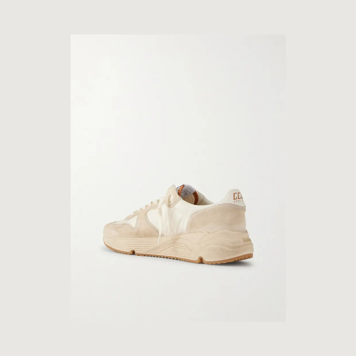 Golden Goose Running Sole Leather-Trimmed Suede and Shell Sneakers Beige (GMF00126.F008153) (4)