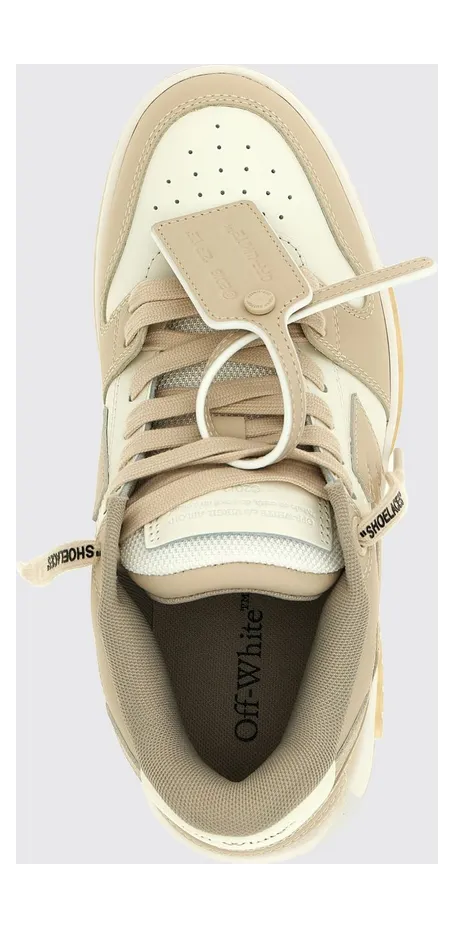 Off-White Out Of Office Bicolor Leather Sneakers with Applied Logo Beige (W259C9L0060161) (3)