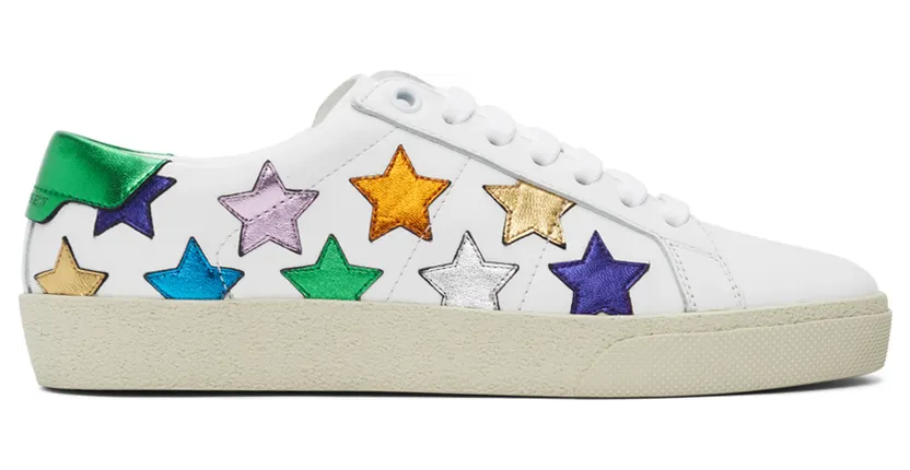 Saint Laurent White & Multicolor Star Court Classic SL/06 Sneakers (592541 00NB0)