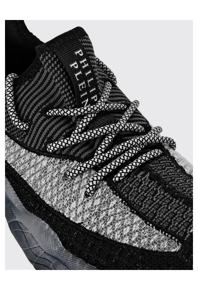 Philipp plein Lace-Up Low-Top Sneakers in Viscose Jersey with Rear Logo Black (SABSUSC0116PTE003N02) (2)