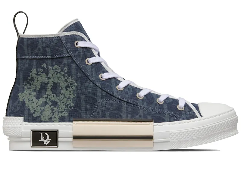 Dior Sneaker B23 High-Top Sneaker Blue Oblique and Peace Sign Dior Tears Denim (3SH126ZWZ_H580)