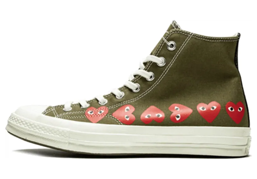 Converse Comme des Garcons Play x Chuck 70 Hi Top Multi Heart Brown/Khaki (162973C)