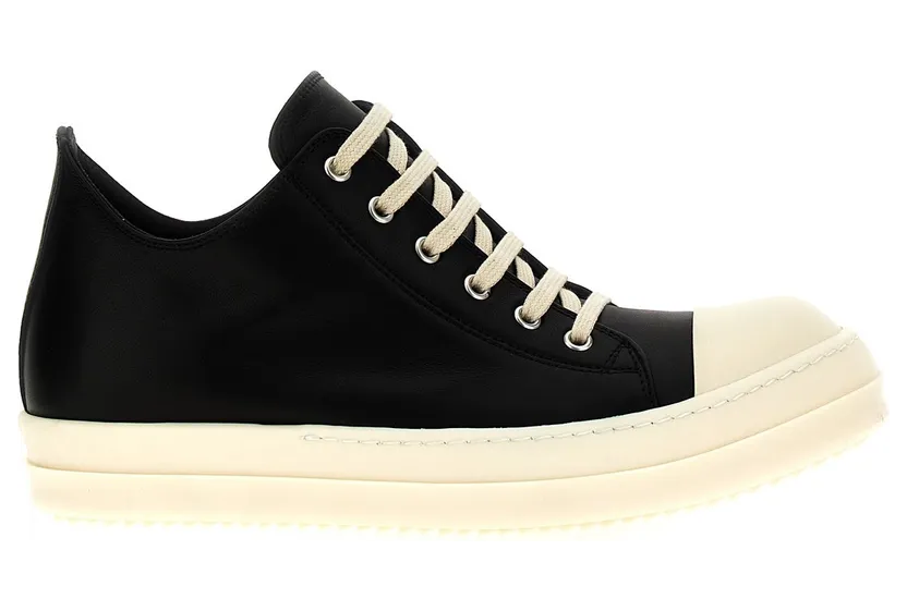 Rick Owens Low Sneaks “White/Black” (RU02F4891LCO911)