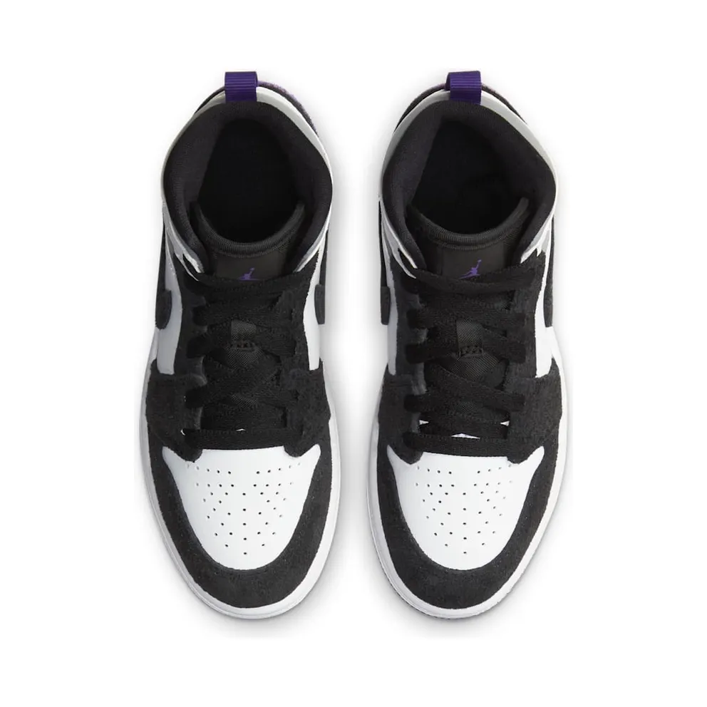 Jordan 1 Mid SE Purple (PS) White/Black-Light Solar Flare Heather-Varsity Purple (BQ6932-105)