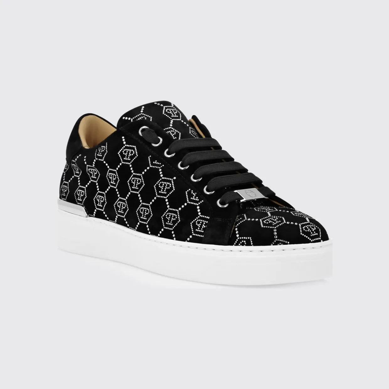 Philipp plein Suede Sneakers with Rhinestone Hexagon Black (AADSMSC4000PLE075N02)