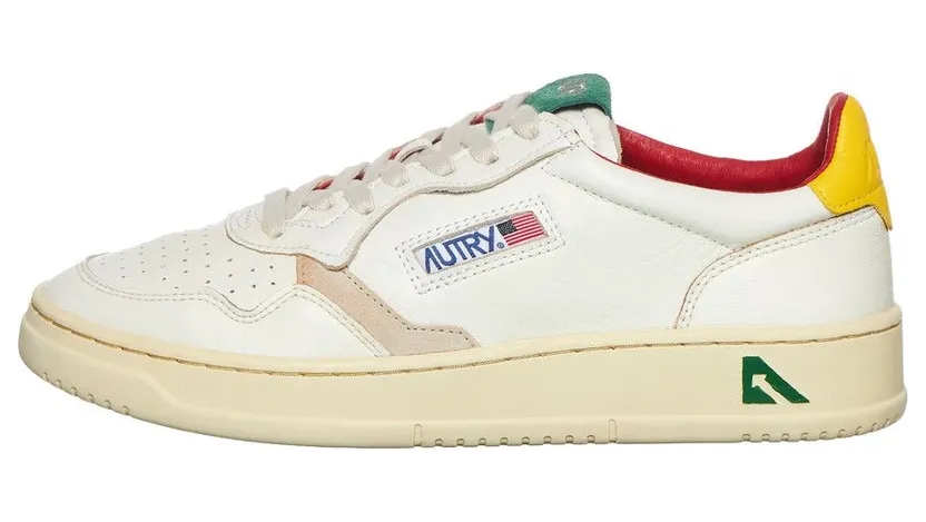 Autry Medalist Low Leather / Elephant White / Yellow / Amazon (AULMLE10)