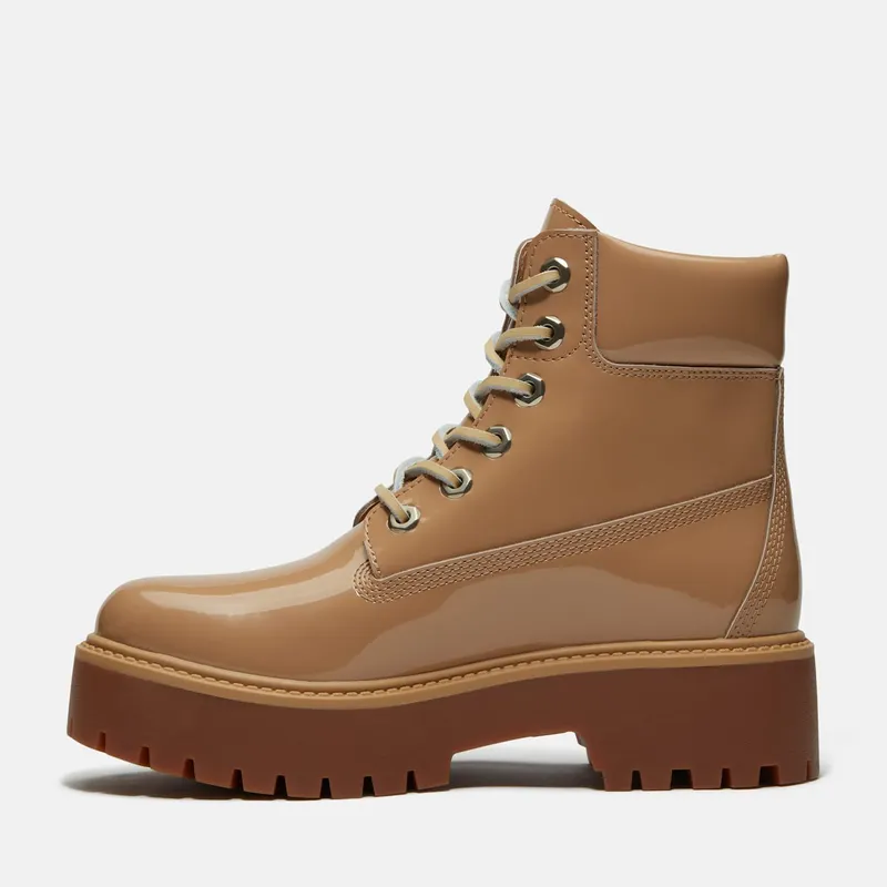 Timberland Stone Street 6″ Waterproof Platform Boot Beige Patent Leather (TB0A2H3C-AKJ)