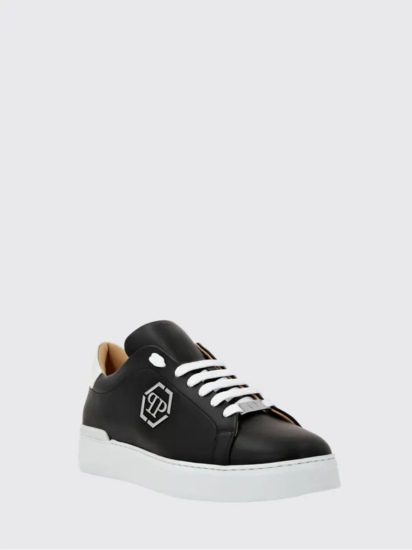 Philipp plein Low-Top Smooth Leather Sneakers with Hexagon Logo Patch Black (UACSUSC0507PLE010N02)