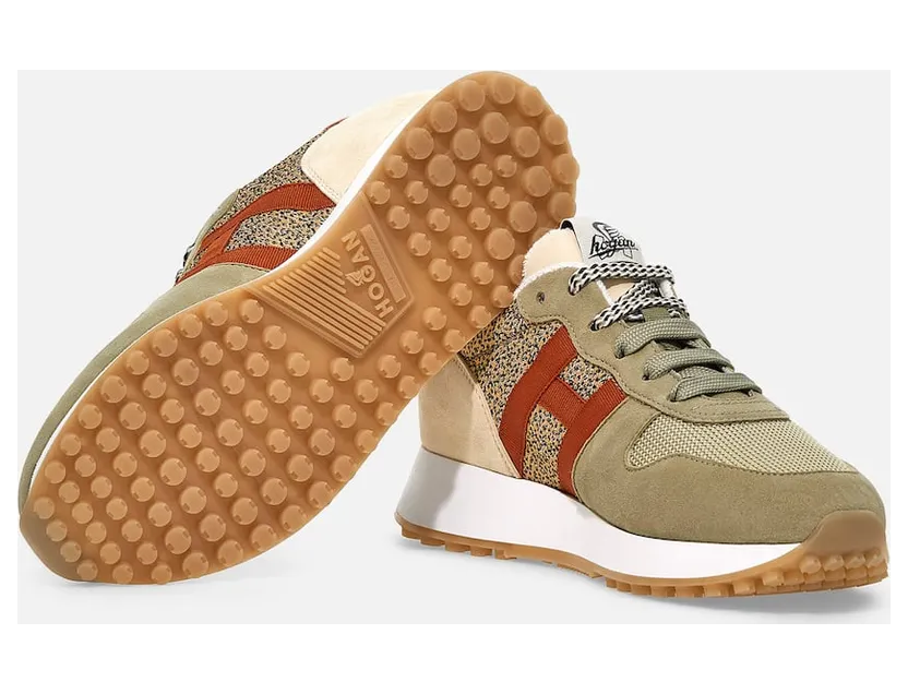 Sneakers Hogan H383 Green Ivory Orange (HXW4290CM40R5A0UAU) (4)