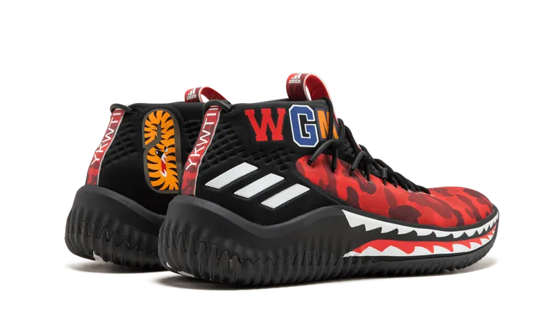 Adidas DAME4 Bape “Red Shark ABC Camo” (AP9976)