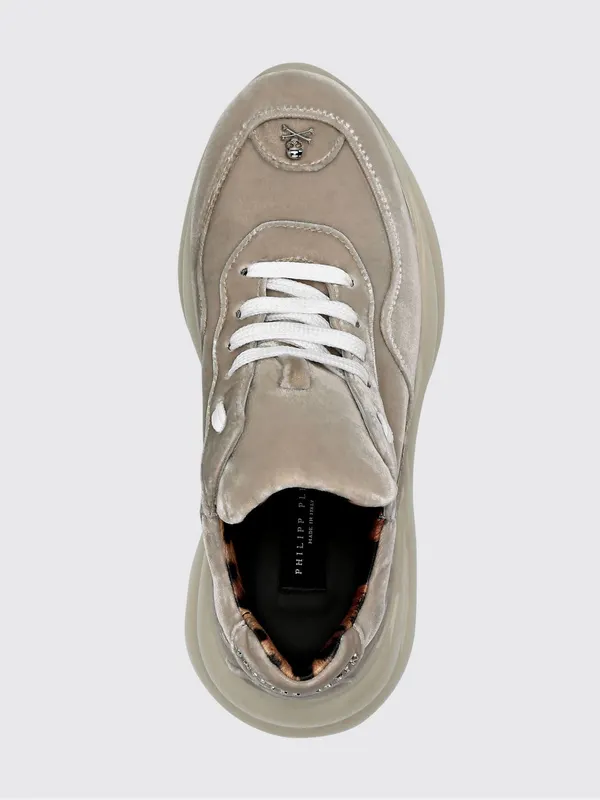 Philipp plein Velvet Low-Top Sneakers with Chunky Sole Ivory (FAASWSC2197PTE003N75) (2)