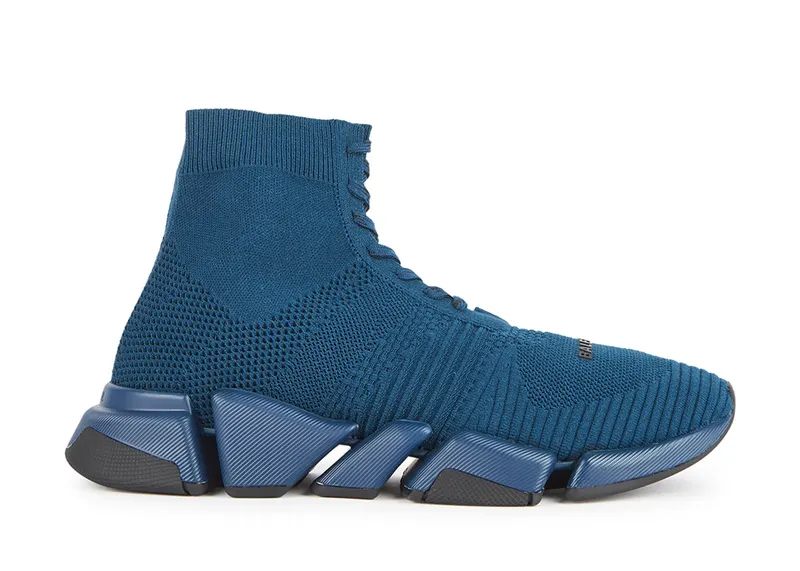 Balenciaga Speed 2.0 Stretch-Knit Lace Up Navy (617258W2DB24410)