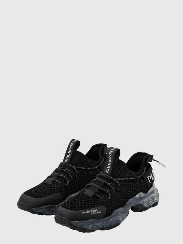 Plein Sport Hyper Sport Low-Top in Mesh with Applied Logo and Pull Tab Black (SADSUSC0522STE003N02)
