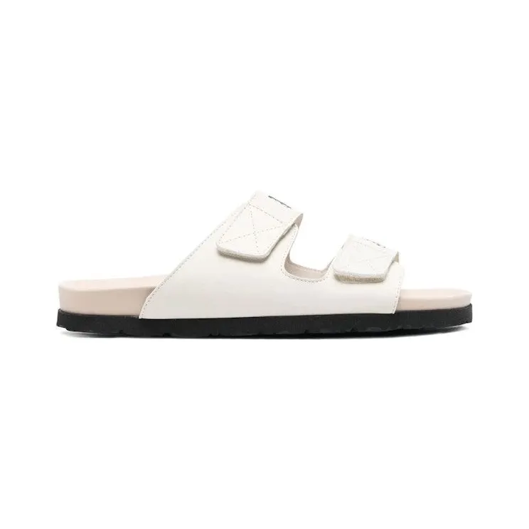 Palm Angels Logo Print Sandals Off White Leather (PMIH004S23LEA0010361)