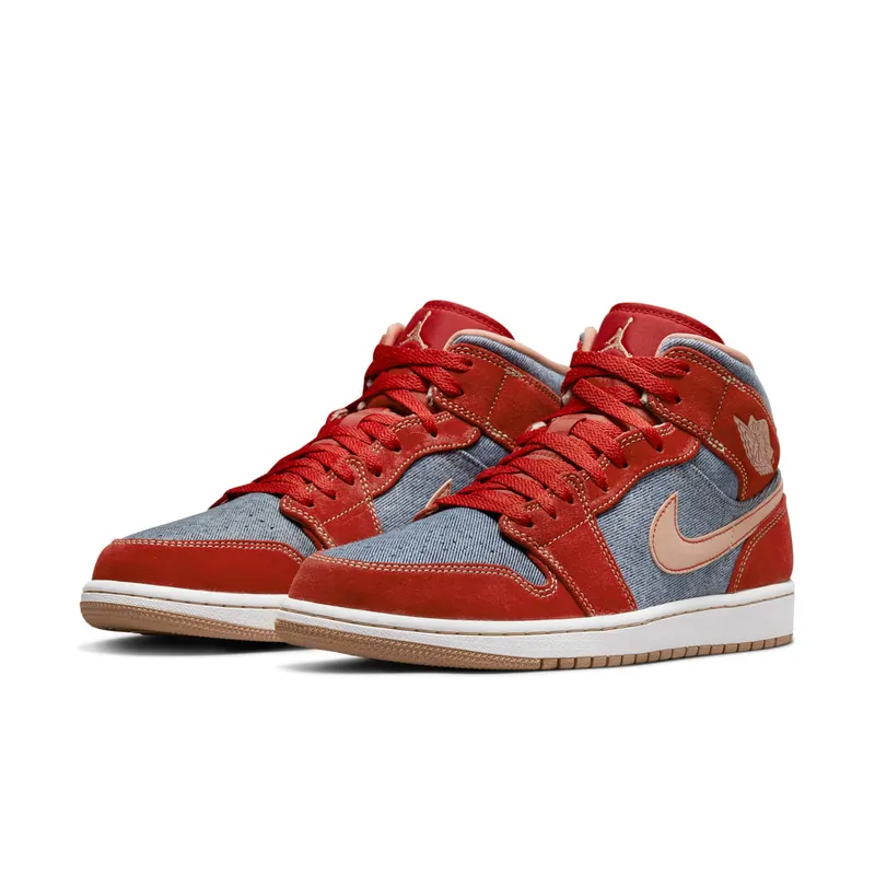 Jordan 1 Mid Denim – “Cinnabar / Hemp / White” (DM4352-600)