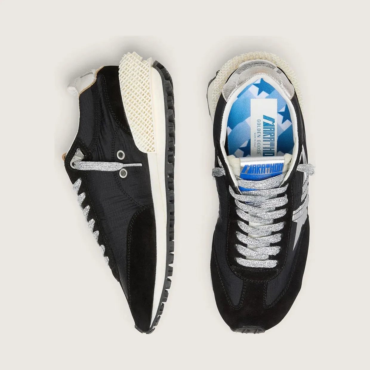 Golden Goose Women’S Marathon With Black Ripstop Nylon Upper And Silver Star (GWF00684.F005675.90179) (4)