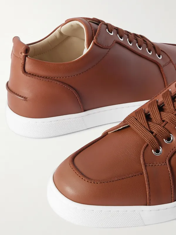 Christian Louboutin Rantulow Orlato Grosgrain-Trimmed Full-Grain Leather Sneakers Brown (3250663) (5)