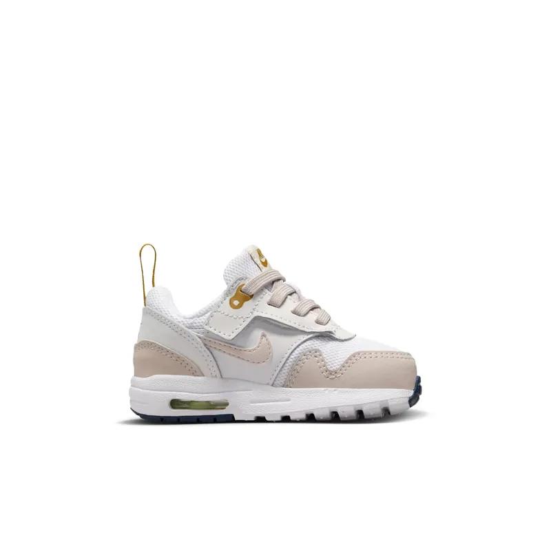 Nike Air Max 1 EasyOn Infant “White Bronzine Midnight Navy Light Orewood Brown (I)” (DZ3309-103)