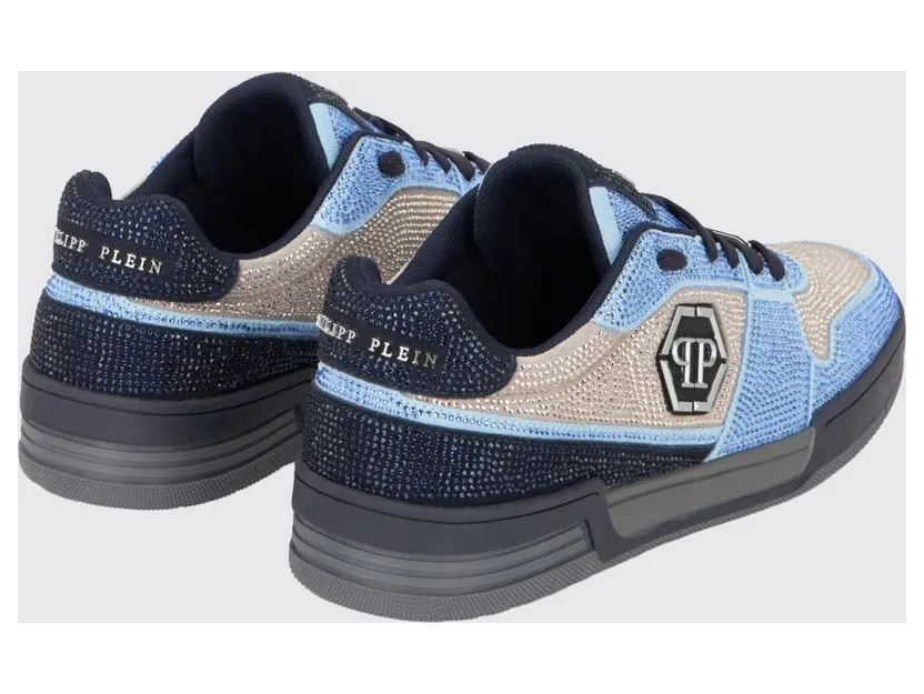 Philipp plein P-Force Leather Sneakers with Monogram and Crystals Blue (UAFSUSC1089PLE010N1407) (2)