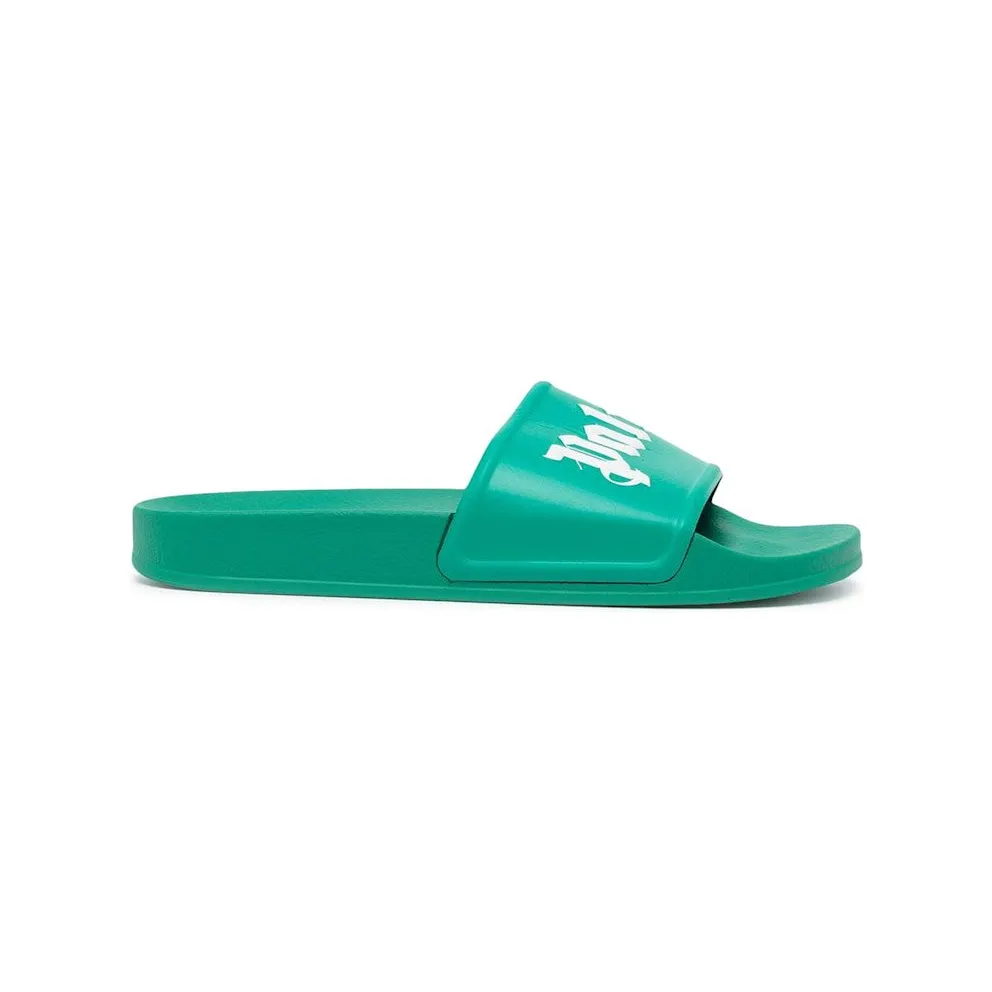 Palm Angels Pool Slides Green White (PMIC001S22PLA0015501)