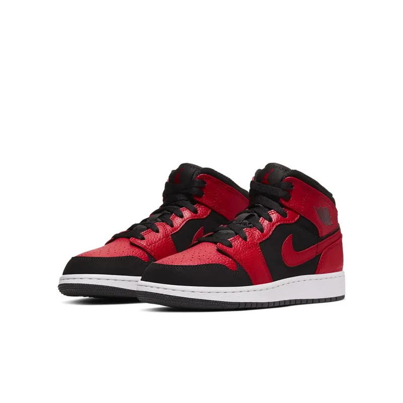 Air Jordan Nike AJ I 1 Mid ‘Bred’ (GS) (2019) (554725-054)