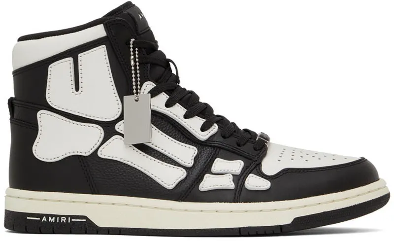 AMIRI Black & White Skel High Top Sneakers (PF22WFS002-004)