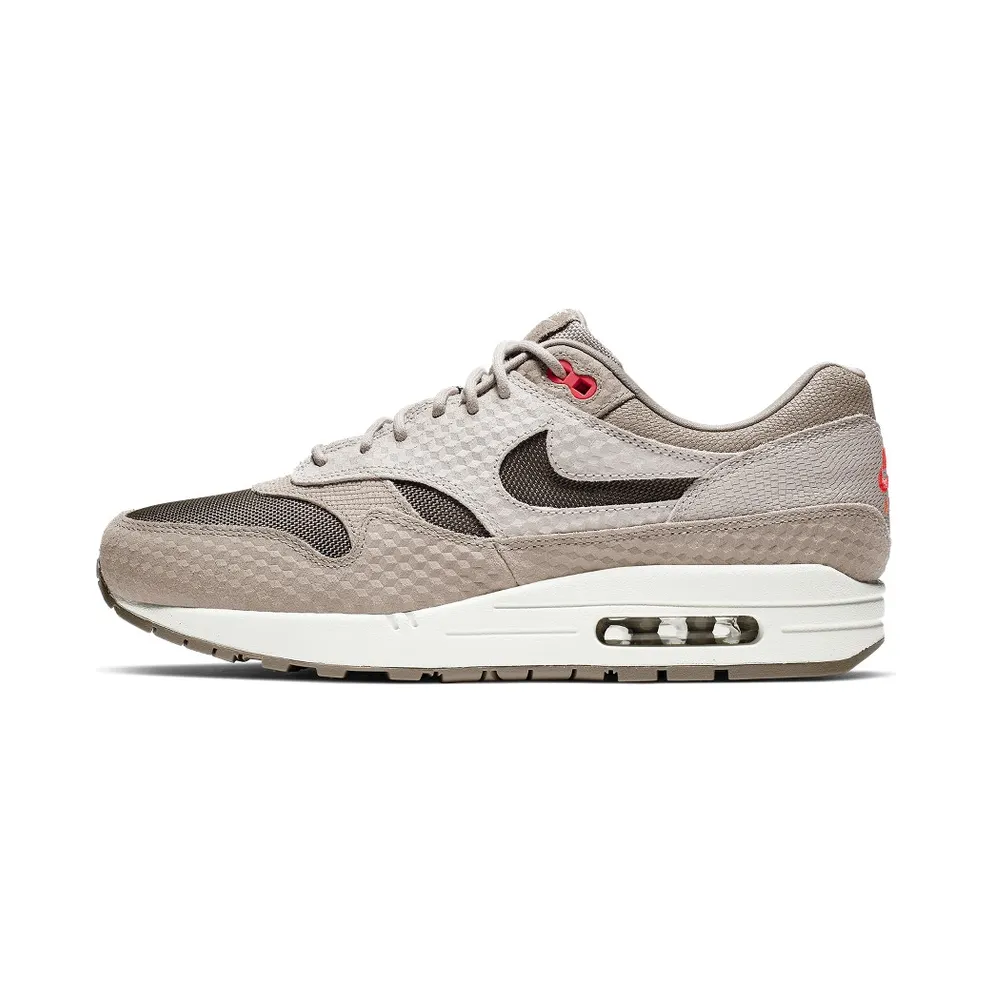 Nike Air Max 1 Cut Out Swoosh Moon Particle Moon Particle/Ridgerock-Sepia Stone-Bright Crimson-Sail (875844-205)
