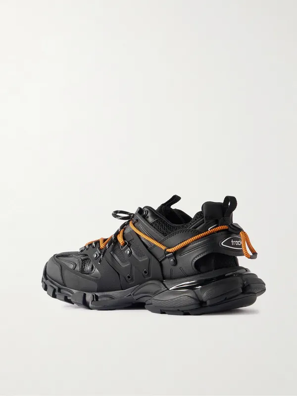 Balenciaga Track Trail Logo-Print TPU and Shell Sneakers Black (800592WTRHK) (4)