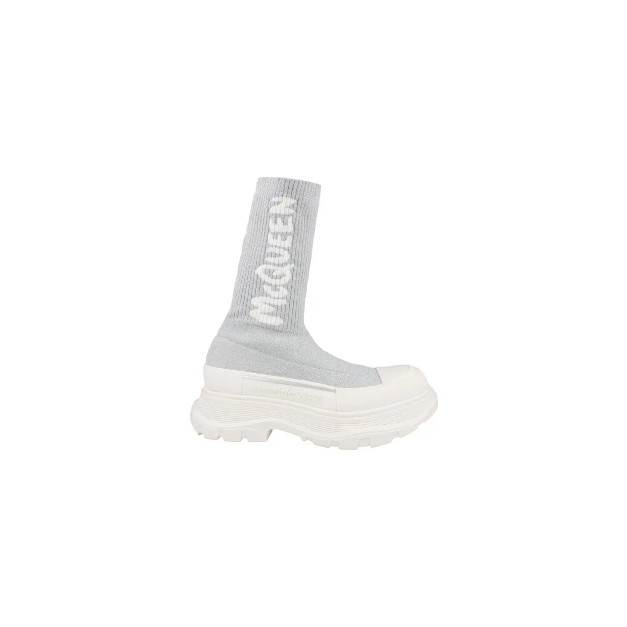 Alexander McQueen Logo Intarsia Chunky Sock Grey White (708096W4UA18291)