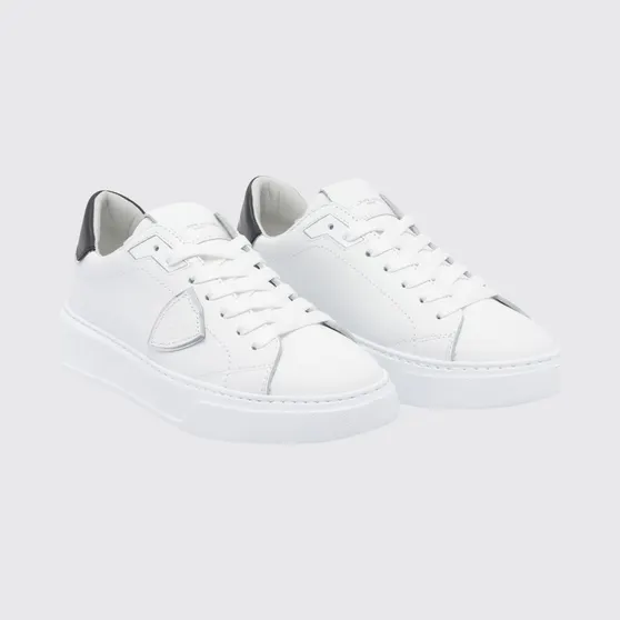 Philippe Model Temple Smooth Calfskin Low-Top Sneakers with Bicolor Design White 1 (BTLDV010)